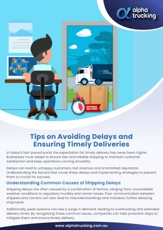 Tips on Avoiding Delays and Ensuring Timely Deliveries