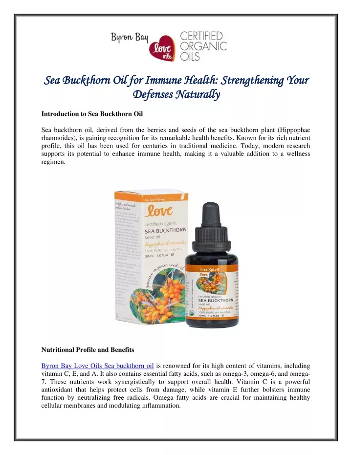 sea buckthorn oil for immune health strengthening