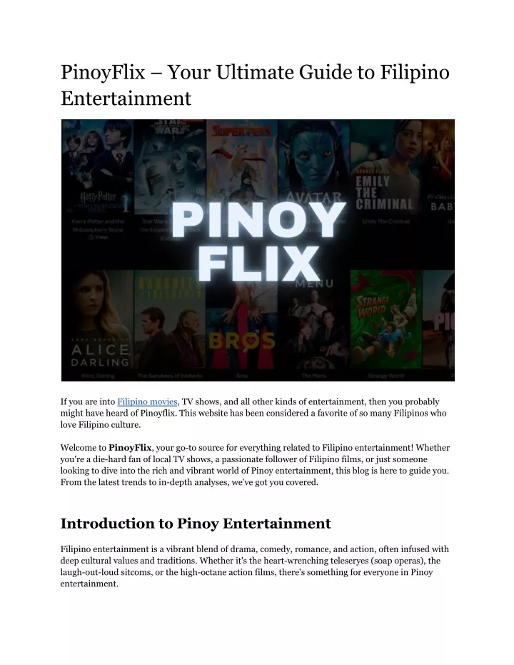 PPT PinoyFlix Your Ultimate Guide to Filipino Entertainment PowerPoint Presentation ID