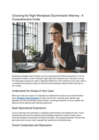Choosing the Right Workplace Discrimination Attorney - A Comprehensive Guide