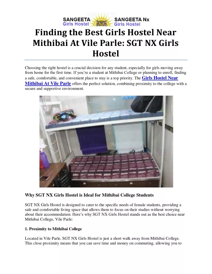 finding the best girls hostel near mithibai