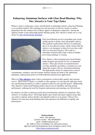 Enhancing Aluminum Surfaces with Glass Bead Blasting Why Nice Abrasive is Your Top Choice