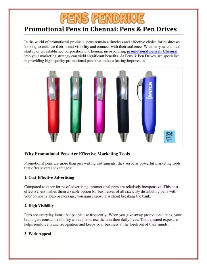 promotional pens in chennai pens pen drives