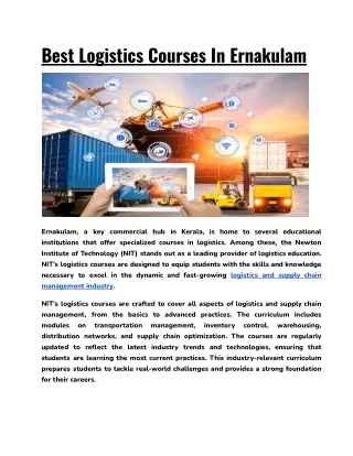 Best Logistics Courses In Ernakulam