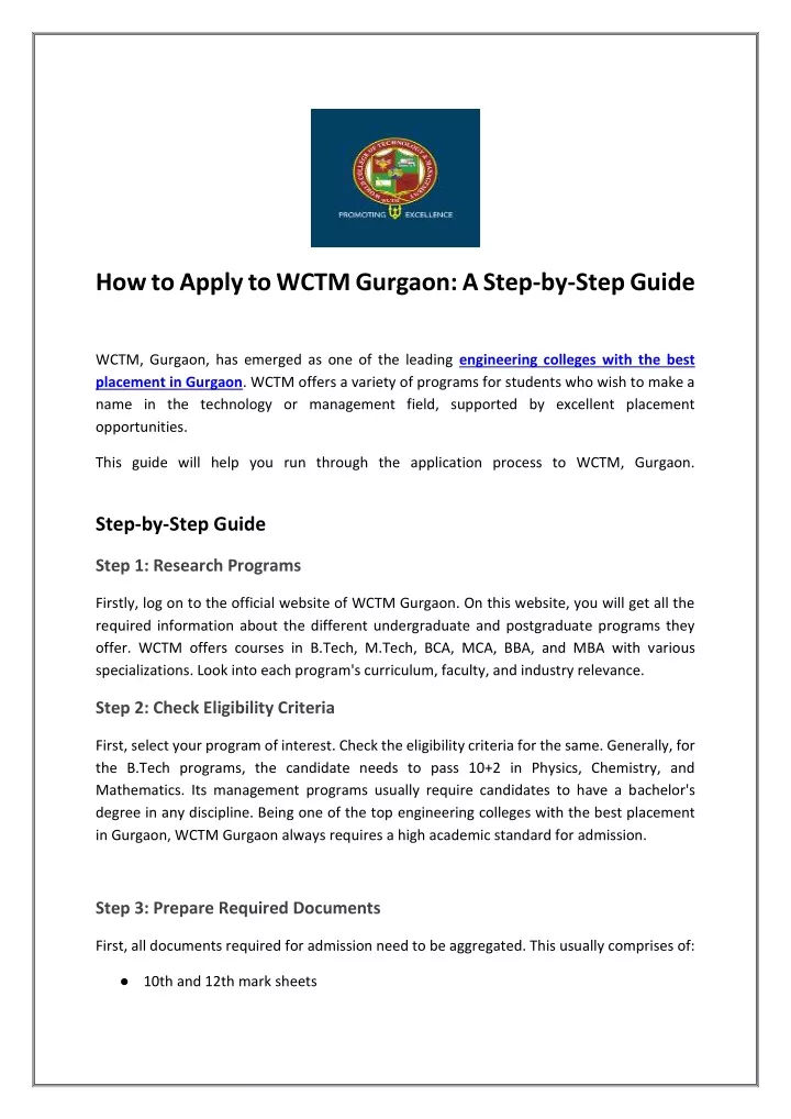 how to apply to wctm gurgaon a step by step guide