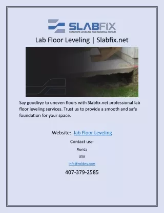 Lab Floor Leveling