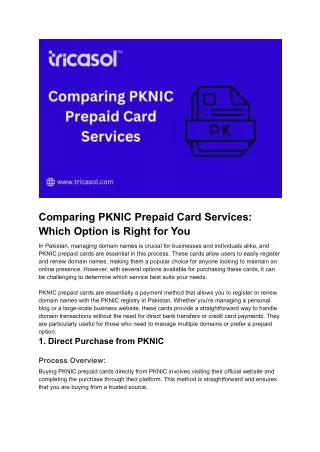 Comparing PKNIC Prepaid Card Services: Which Option is Right for You