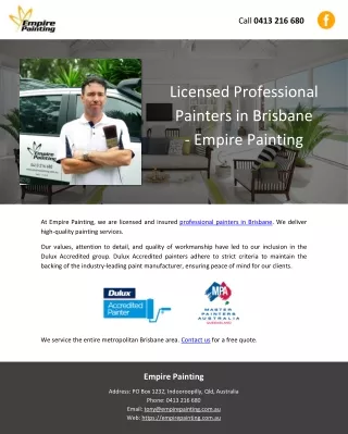 Licensed Professional Painters in Brisbane - Empire Painting