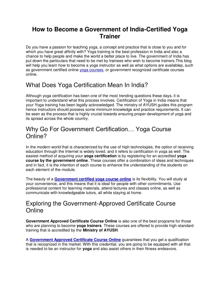 how to become a government of india certified