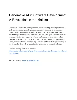 Generative AI in Software Development