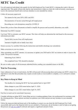 How to Claim the SETC Tax Credit