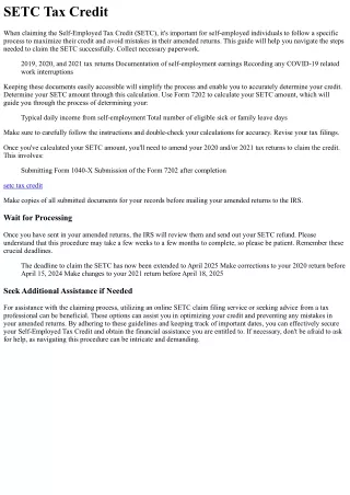 How to Claim the SETC Tax Credit