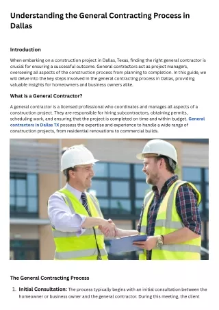 Quality Construction Projects with Dallas's Top General Contractors