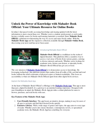 Betting Made Easy: Discover Mahadev Book Online