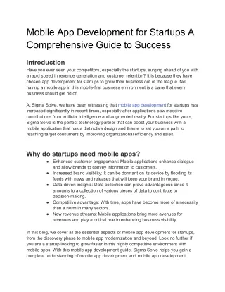 mobile app development for startups