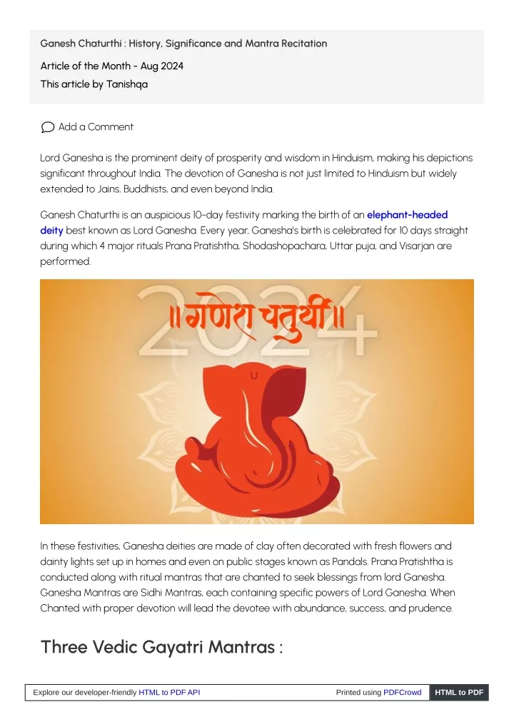 ganesh chaturthi history significance and mantra