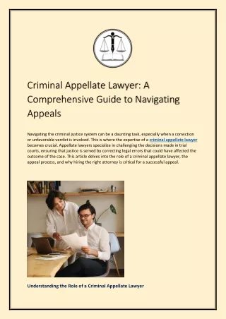 Criminal Appellate Lawyer: A Comprehensive Guide to Navigating Appeals