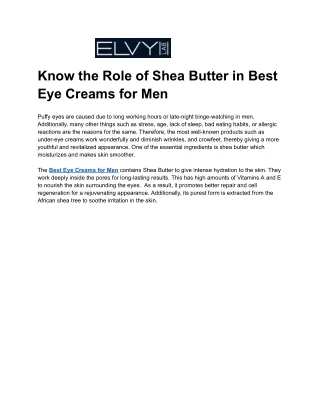 Know the Role of Shea Butter in Best Eye Creams for Men