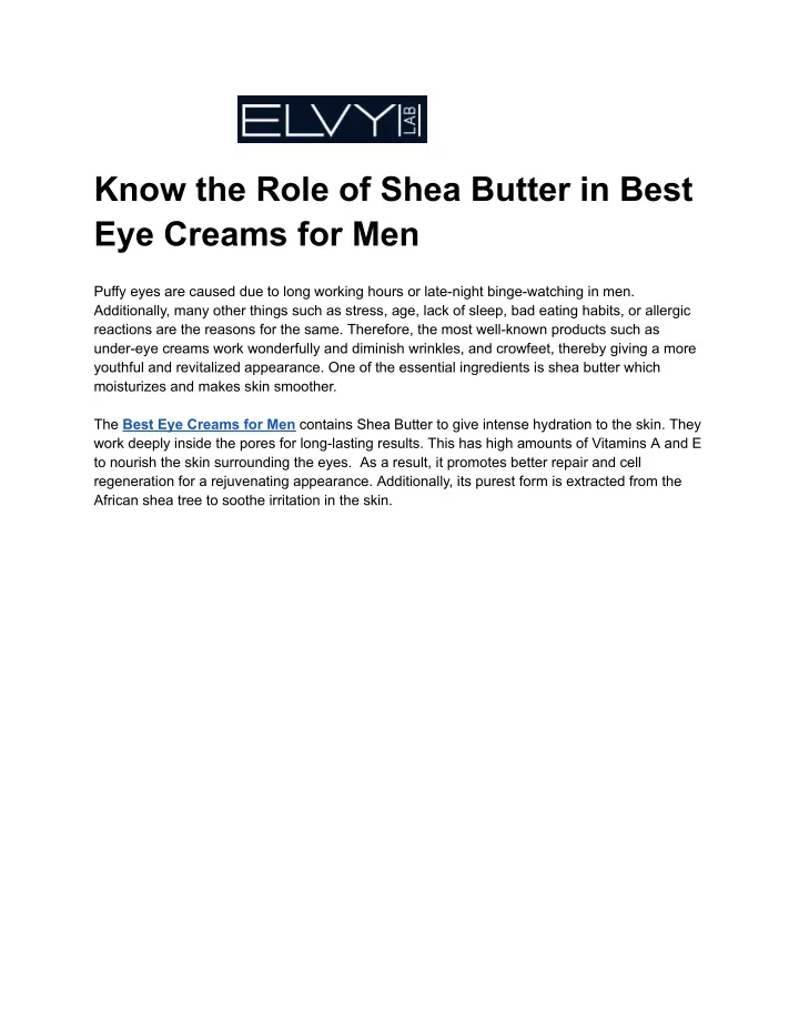 know the role of shea butter in best eye creams