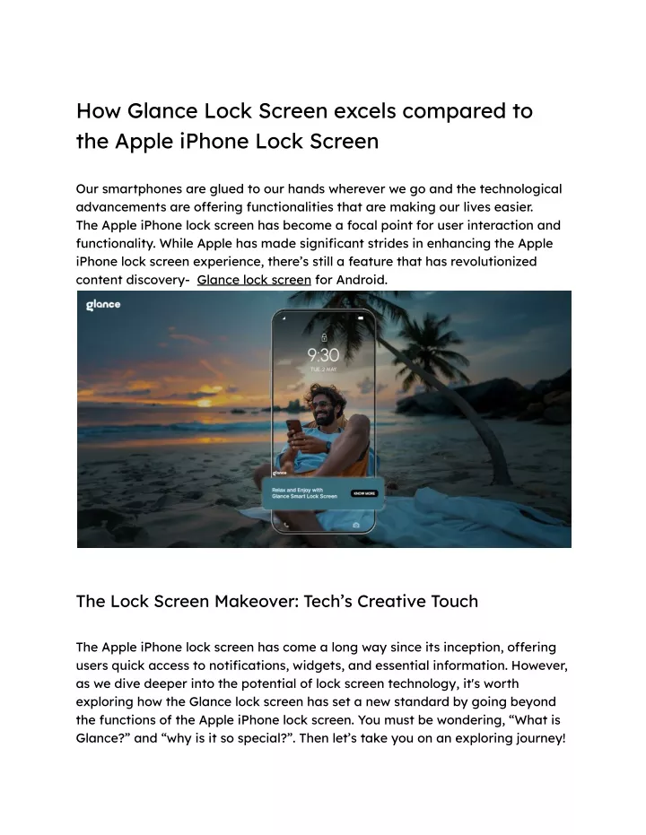 how glance lock screen excels compared