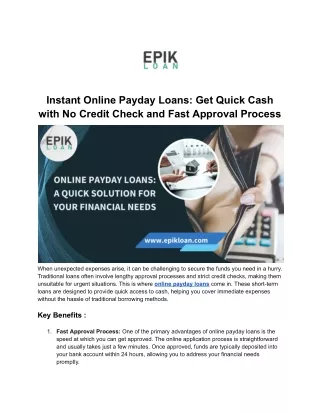 EpikLoan: Your Quick and Reliable Online Payday Loan Provider