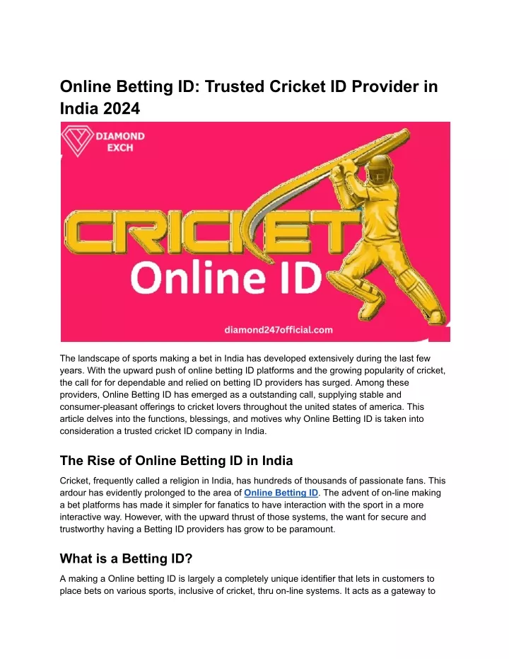 online betting id trusted cricket id provider