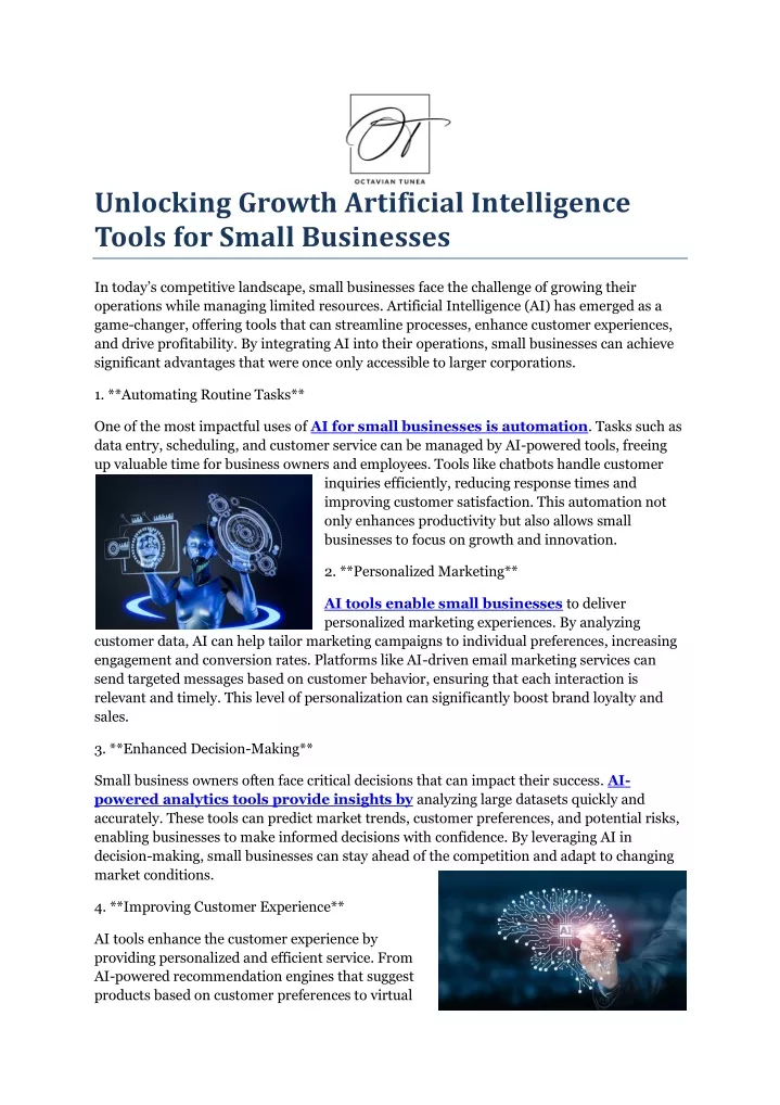 unlocking growth artificial intelligence tools