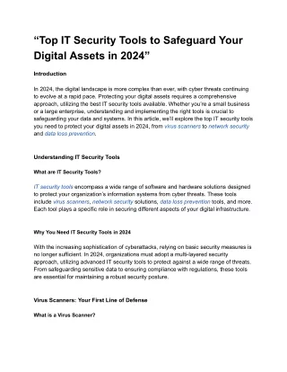 “Top IT Security Tools to Safeguard Your Digital Assets in 2024”