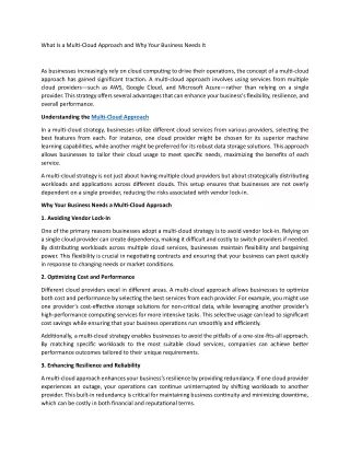 what is a multi cloud approach and why your