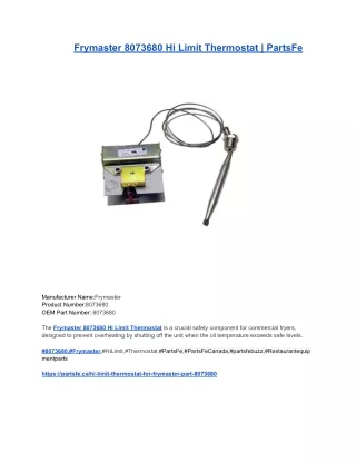 Frymaster 8073680 Hi Limit Thermostat _ PartsFe