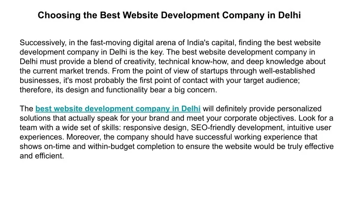 PPT - "Choosing the Best Website Development Company in Delhi for Your ...