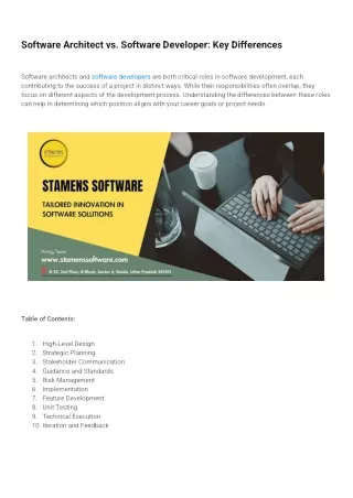 software architect vs software developer