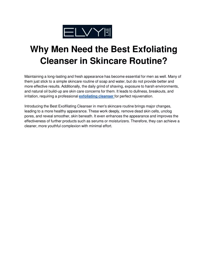 why men need the best exfoliating cleanser in skincare routine