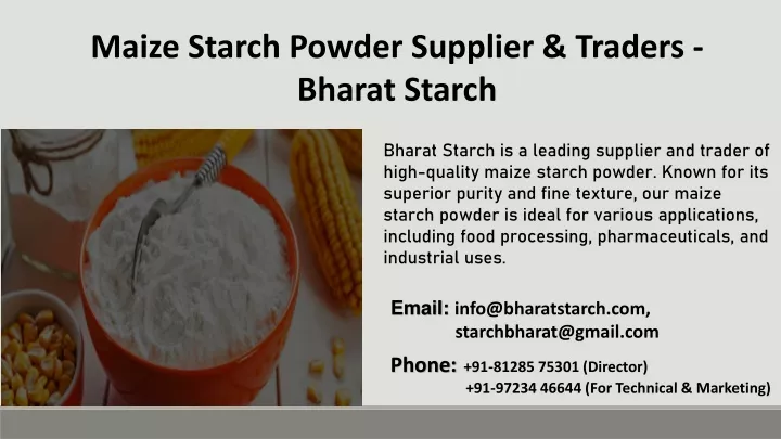 maize starch powder supplier traders bharat starch