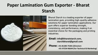 Paper Lamination Gum Exporter - Bharat Starch