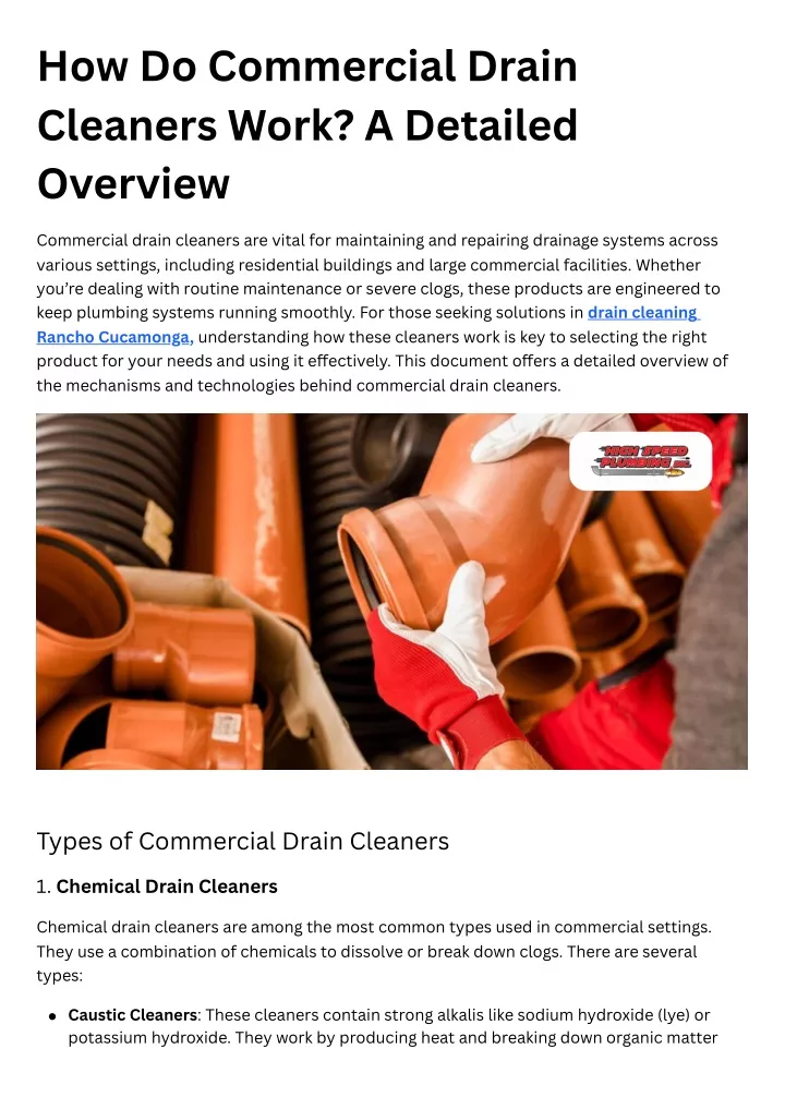 how do commercial drain cleaners work a detailed