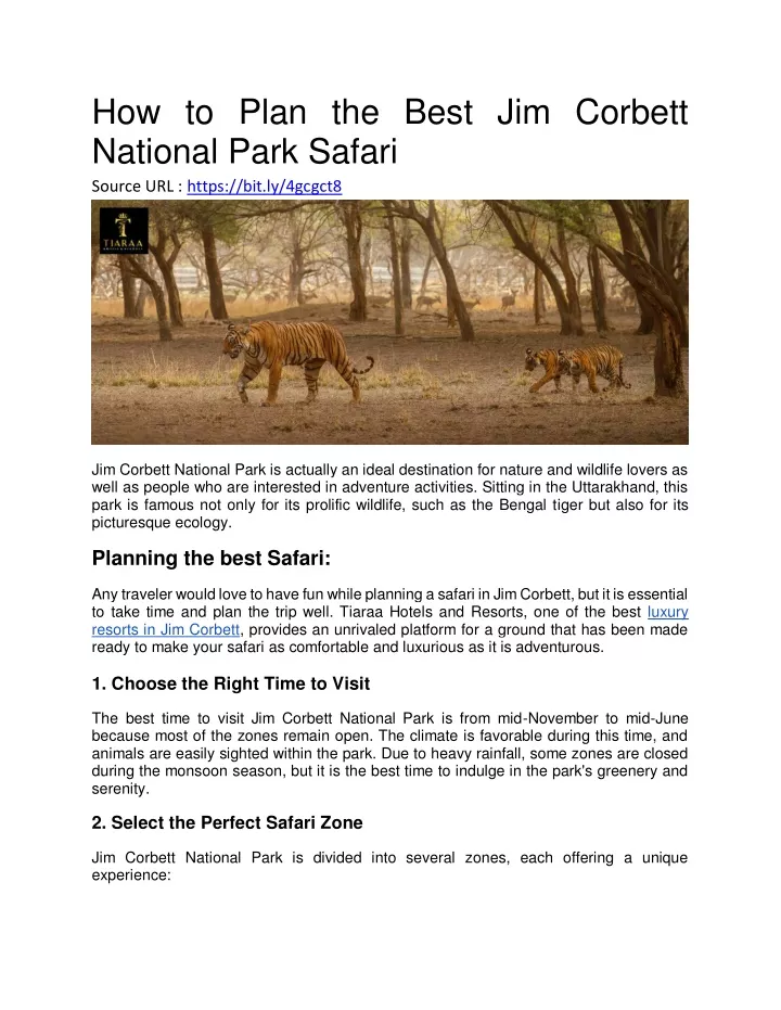 how to plan the best jim corbett national park