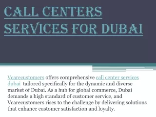 Call Centers Services for Dubai