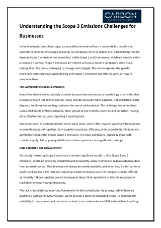 Understanding the Scope 3 Emissions Challenges for Businesses