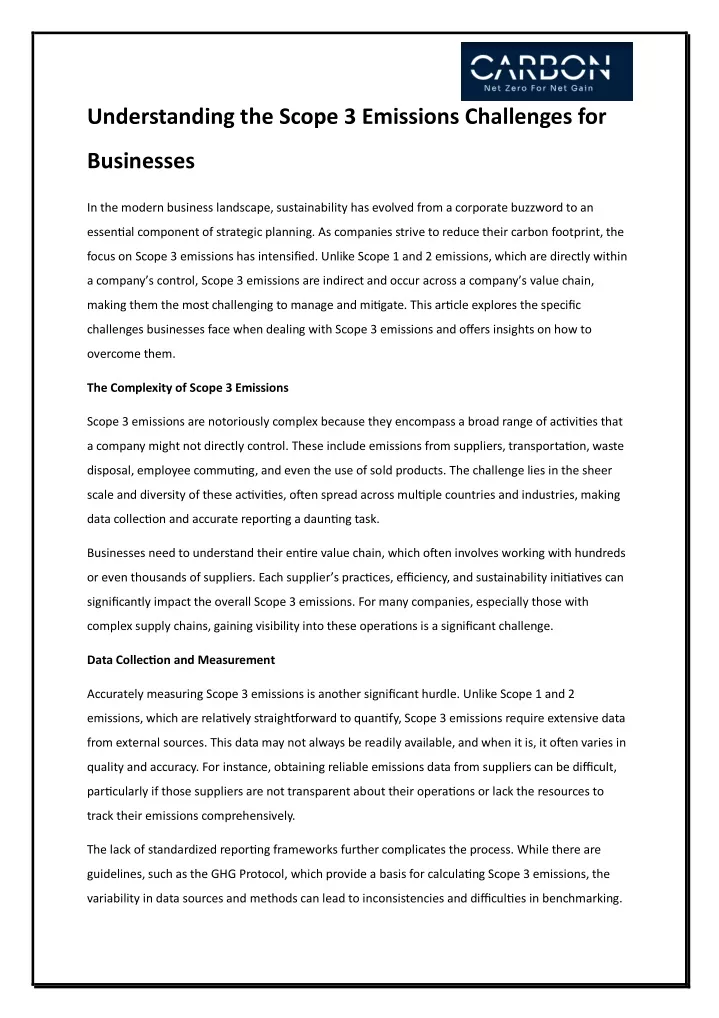 understanding the scope 3 emissions challenges for