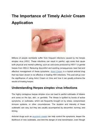 pdf The Importance of Timely Acivir Cream Application