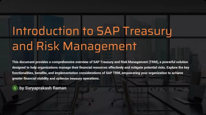 introduction to sap treasury and risk management