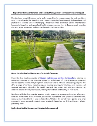 Expert Garden Maintenance and Facility Management Services in Basavanagudi