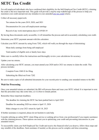 How to Claim the SETC Tax Credit