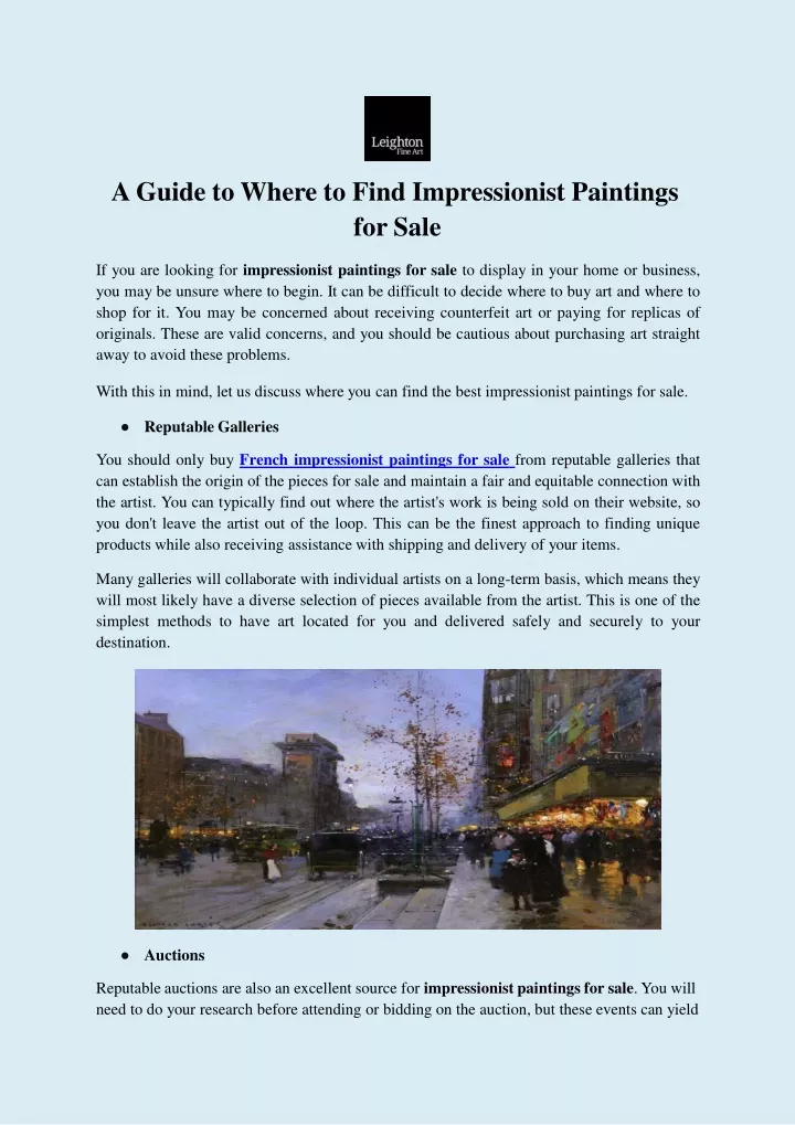 a guide to where to find impressionist paintings