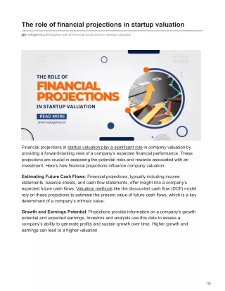 The role of financial projections in startup valuation