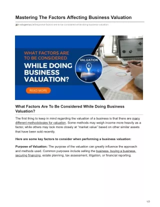 Mastering The Factors Affecting Business Valuation