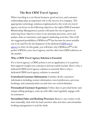 The Best CRM Travel Agency | CRMtravel™