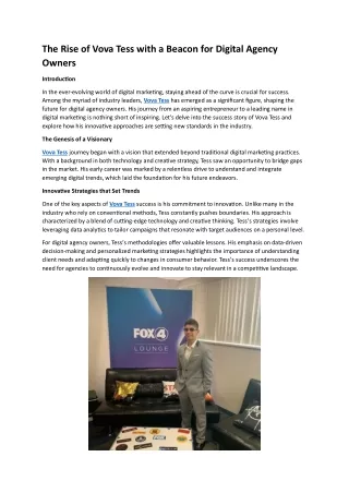 The Rise of Vova Tess with a Beacon for Digital Agency Owners