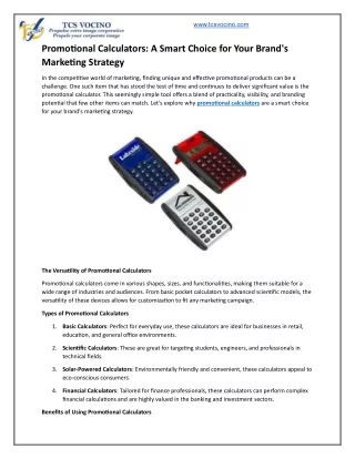 Promotional Calculators: A Smart Choice for Your Brand's Marketing Strategy